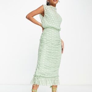 ASOS High neck ruched midi dress
